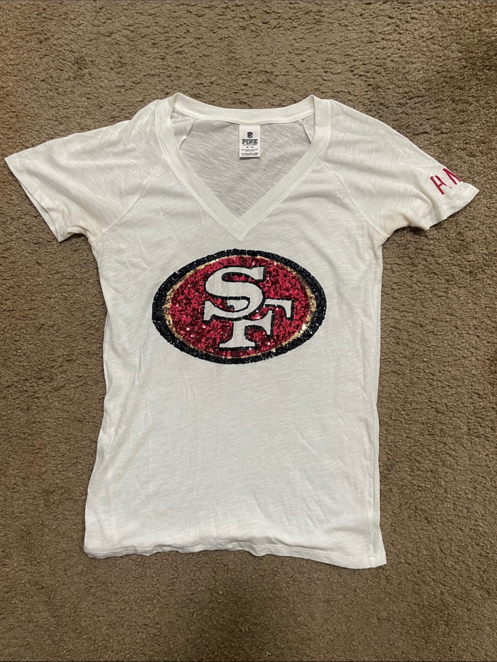 San Francisco 49ers Sequin V-Neck Tee